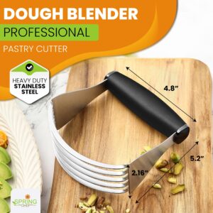 Spring Chef XL Dough Blender For Baking, Heavy Duty Pastry Blender, Stainless Steel Pastry Cutter Tool with Sharp Blades, Dough Mixer, Butter Cutter for Easy Mixing, Dishwasher Safe - 2 Pack - Black