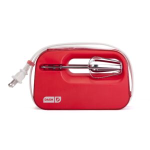 dash smartstore™ compact hand mixer electric for whipping + mixing cookies, brownies, cakes, dough, batters, meringues & more, 3 speed, 150-watt - red