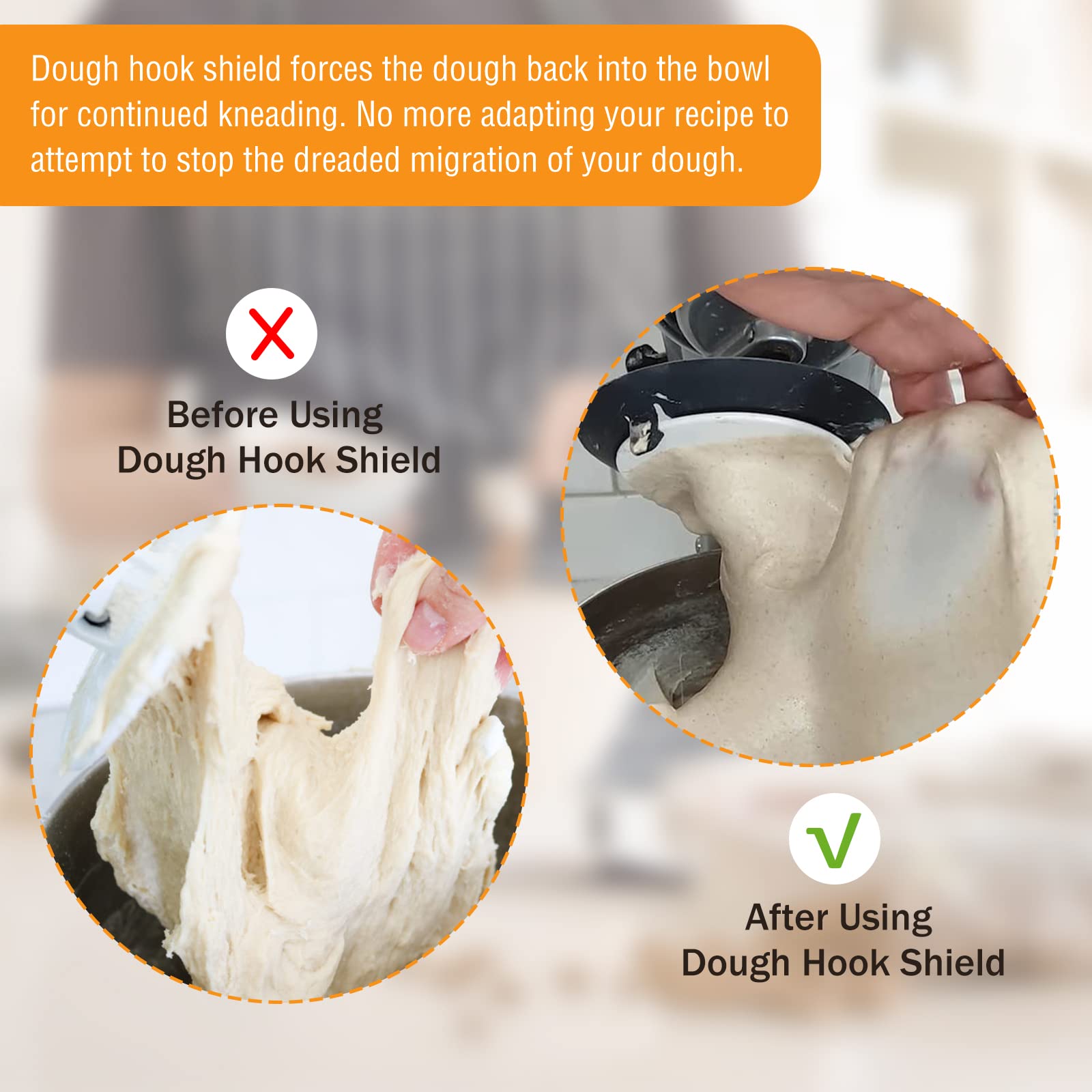 Dough Hook Shield Compatible with Mixers - Fits for C Shape Dough Hooks Stand Mixer Attachment - Prevents Your Dough from Climbing Up and Clogging Up Your Mixer