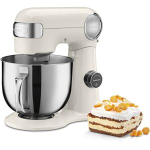 cuisinart smd-50crm precision pro 5.5-quart digital stand mixer with 12-speeds, 3 preprogrammed food prep settings, mixing bowl, chef's whisk, flat mixing paddle, dough hook, and splash guard, cream
