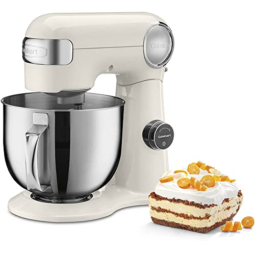 Cuisinart SMD-50CRM Precision Pro 5.5-Quart Digital Stand Mixer with 12-Speeds, 3 Preprogrammed Food Prep Settings, Mixing Bowl, Chef's Whisk, Flat Mixing Paddle, Dough Hook, and Splash Guard, Cream