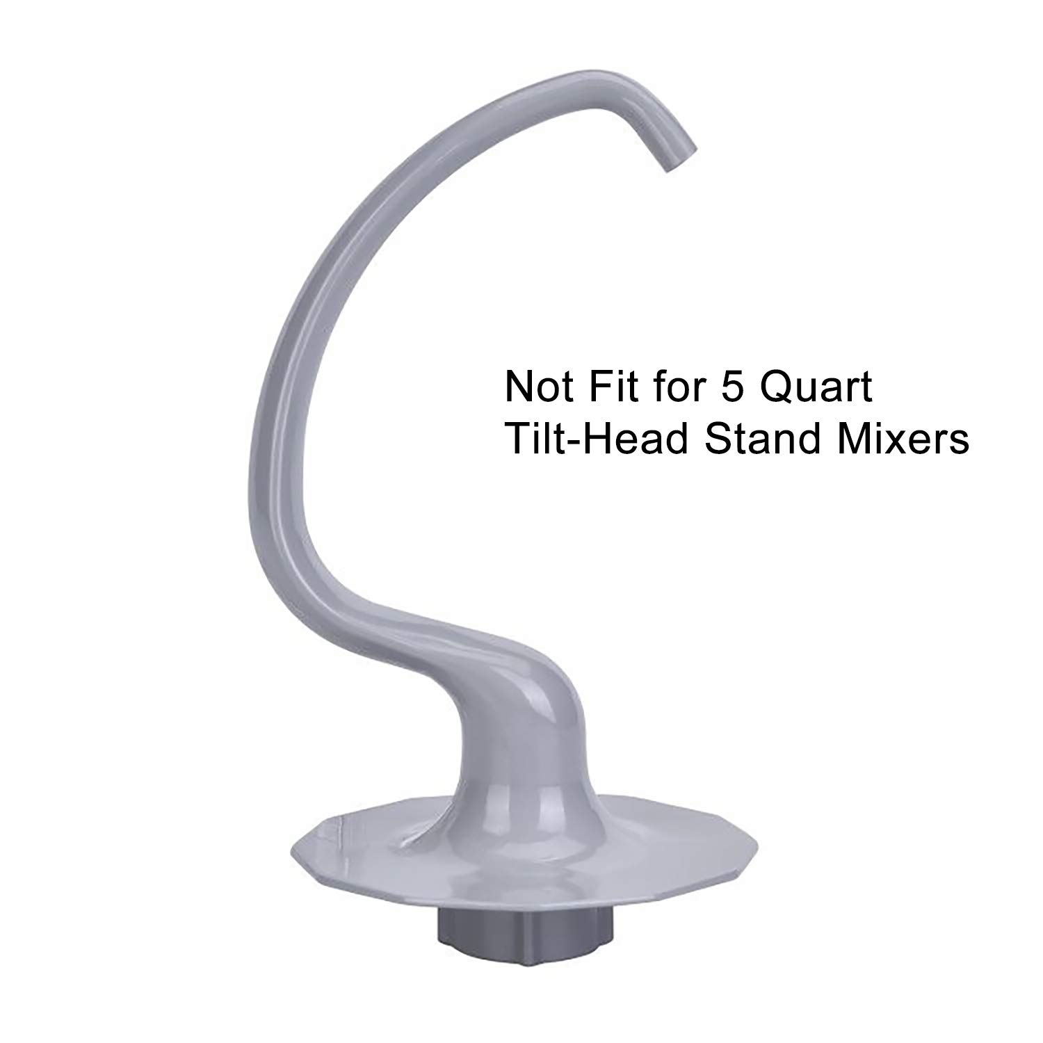 Lawenme Dough Hook for KitchenAid Mixer- K5ADH Coated C Dough Hook Attachments for 5 Quart Bowl-Lift Stand Mixers K4SS K5SS KSM5 KSM50 (Grey)