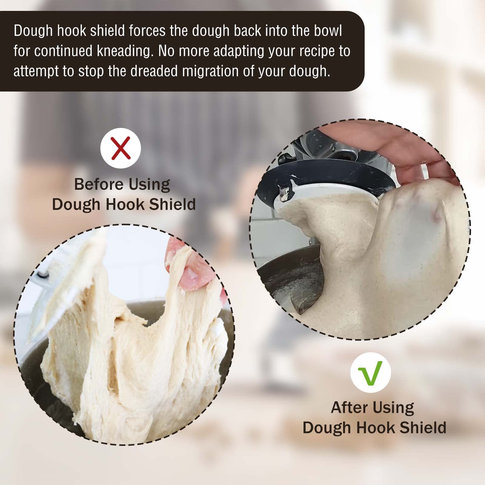 Dough Hook Shield for kitchen Mixer, Accessories and Attachments for Kitchen Stand Mixers, Make Your Bowl Lift Mixer Mix Without The Mess, Mixer Bowl Cover Lid Only for Kitchen Aid C Shape Hooks