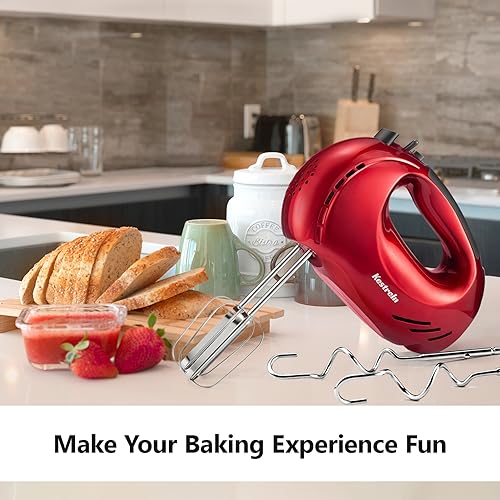 Hand Mixer Electric,Kestreln 5-Speed Electric Mixers, 350W Turbo Powerful Mixers with 4 Stainless Steel Accessories for Kitchen baking Cake, Easy Mixing for Mashed Potatoes