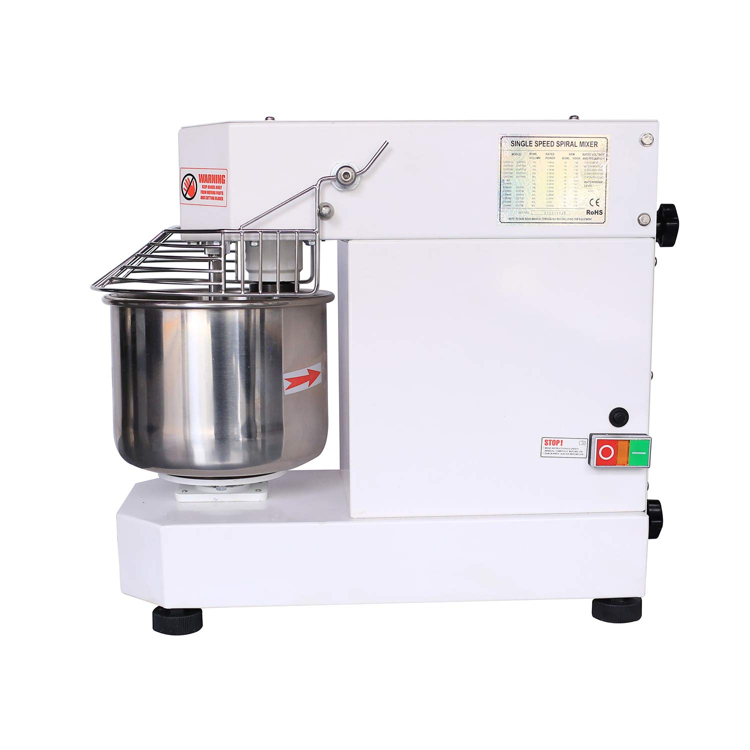 Hakka Commercial Dough Mixer, 5 Qt Spiral Mixer Food Mixer Machine Dual Rotating Dough Kneading Machine with Food-grade Stainless Steel Bowl, Security Shield & Timer