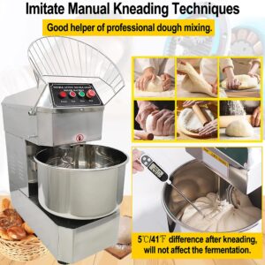 TECHTONGDA 30L Commercial Dough Mixer Electric Flour Mixer Dual Rotating Double Speed Dough Kneading Machine Stainless Steel Stand Mixer Pizza & Bread Dough Mixing Machine for Restaurant Pizzeria