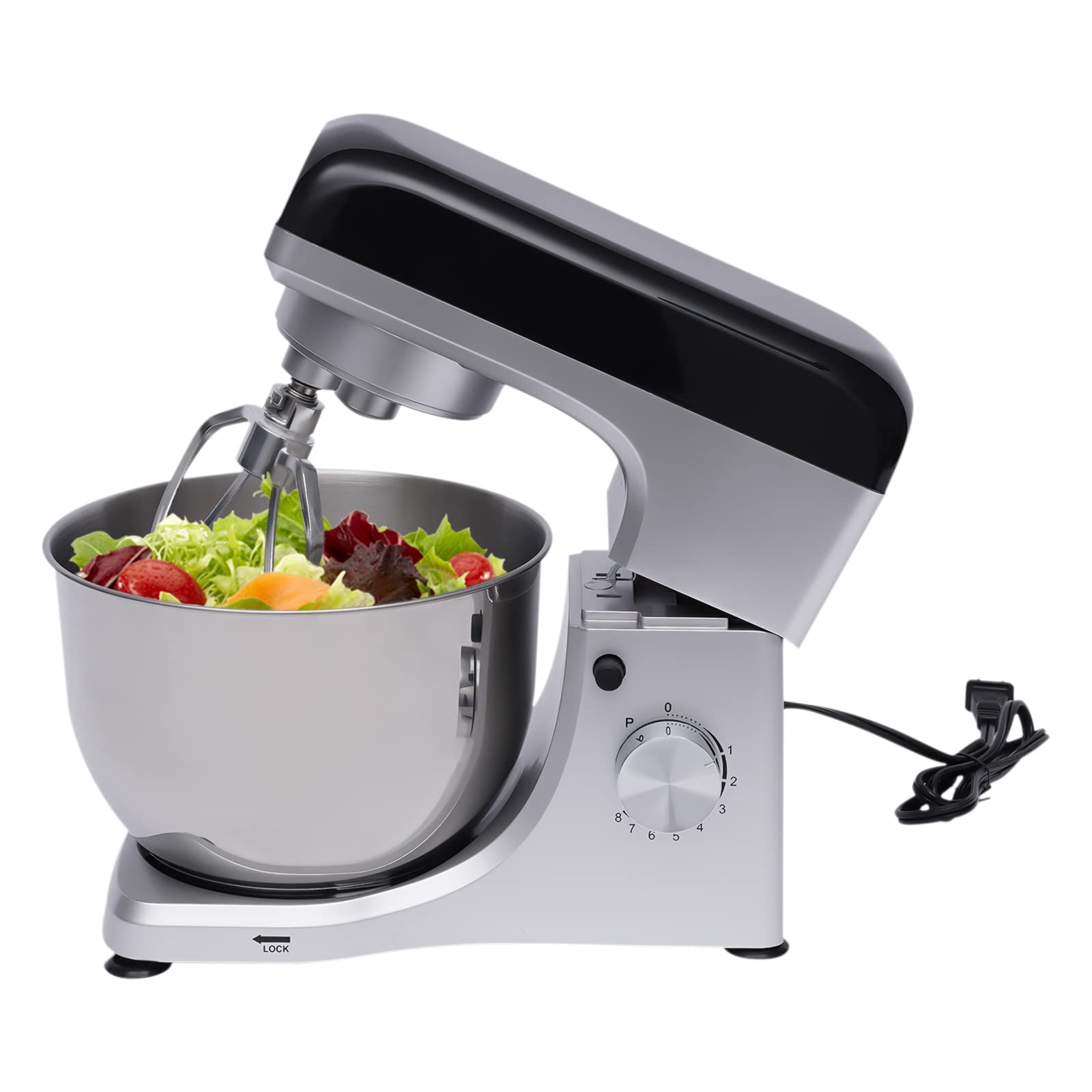 4.8Qt Standing Mixer, 500W Electric Food Stand Mixer with Splash Proof Cover, Adjustable Speeds Dough Mixer for Kneading Dough, Stirring Jams, Whipping Cream