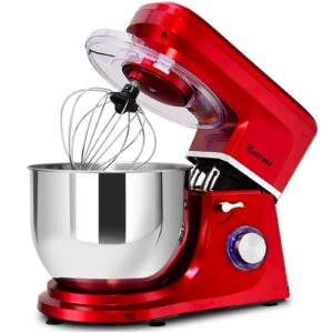 arlime professional stand mixer, 7.5qt 660w tilt-head food mixer, multifunctional kitchen electric food dough mixer 6 speed w/dough hook, whisk, beater & splash guard (red)