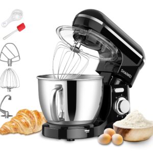 Kitchen Stand Mixer, 6.5 Qt Mixing Bowl, 660W 6+P Speeds Tilt-Head Food Mixers,Kitchen Electric Stand Mixer with Dough Hook, Wire Whip, Beater((Black)