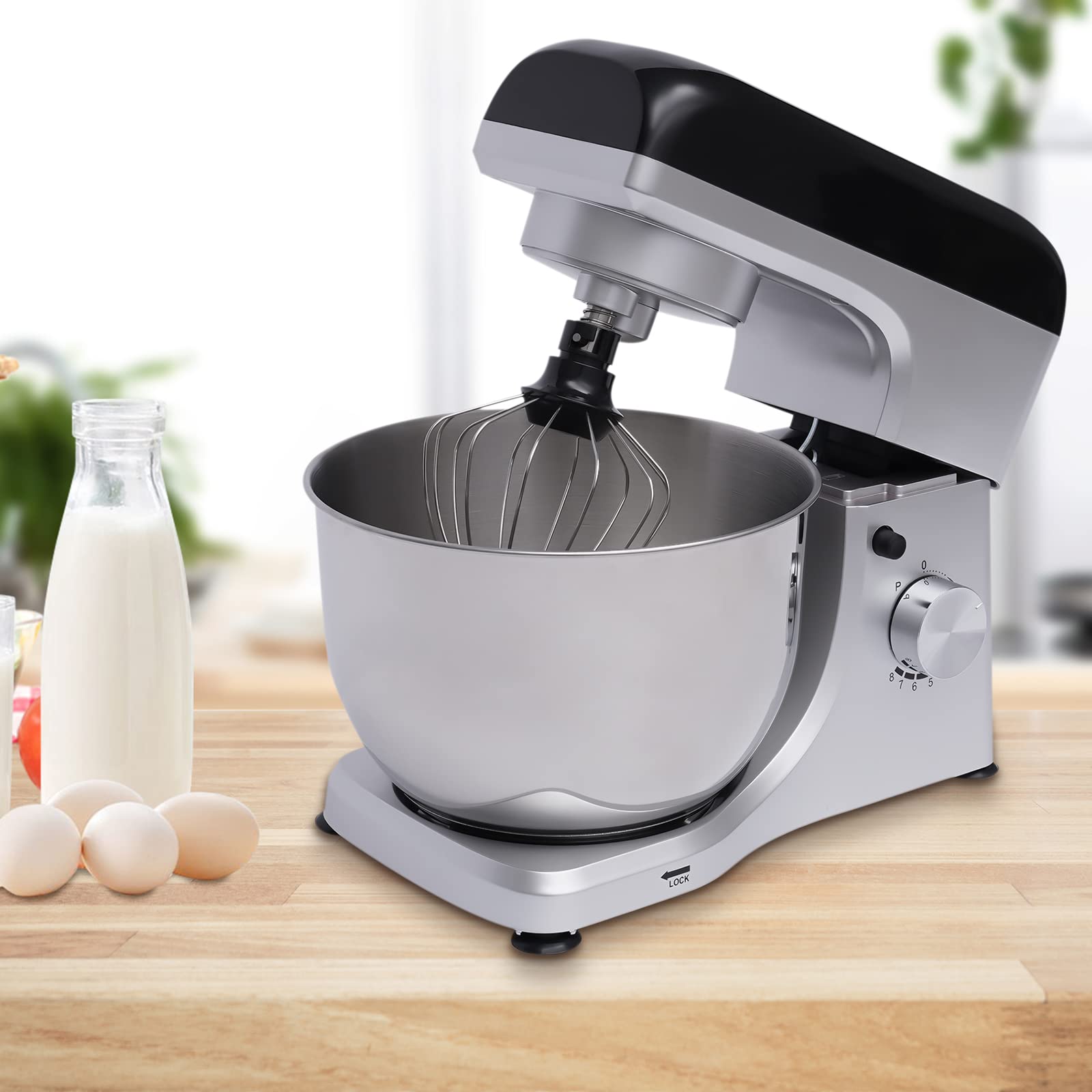 Fermoirper Stand Mixer 4.8Qt Electric Mixer for Dough, Salads, Cream, and More 8 Speeds Tilt-Head Design Stainless Steel Mixing Bucket 1000W Motor Perfect for Culinary Enthusiasts and Home Baker