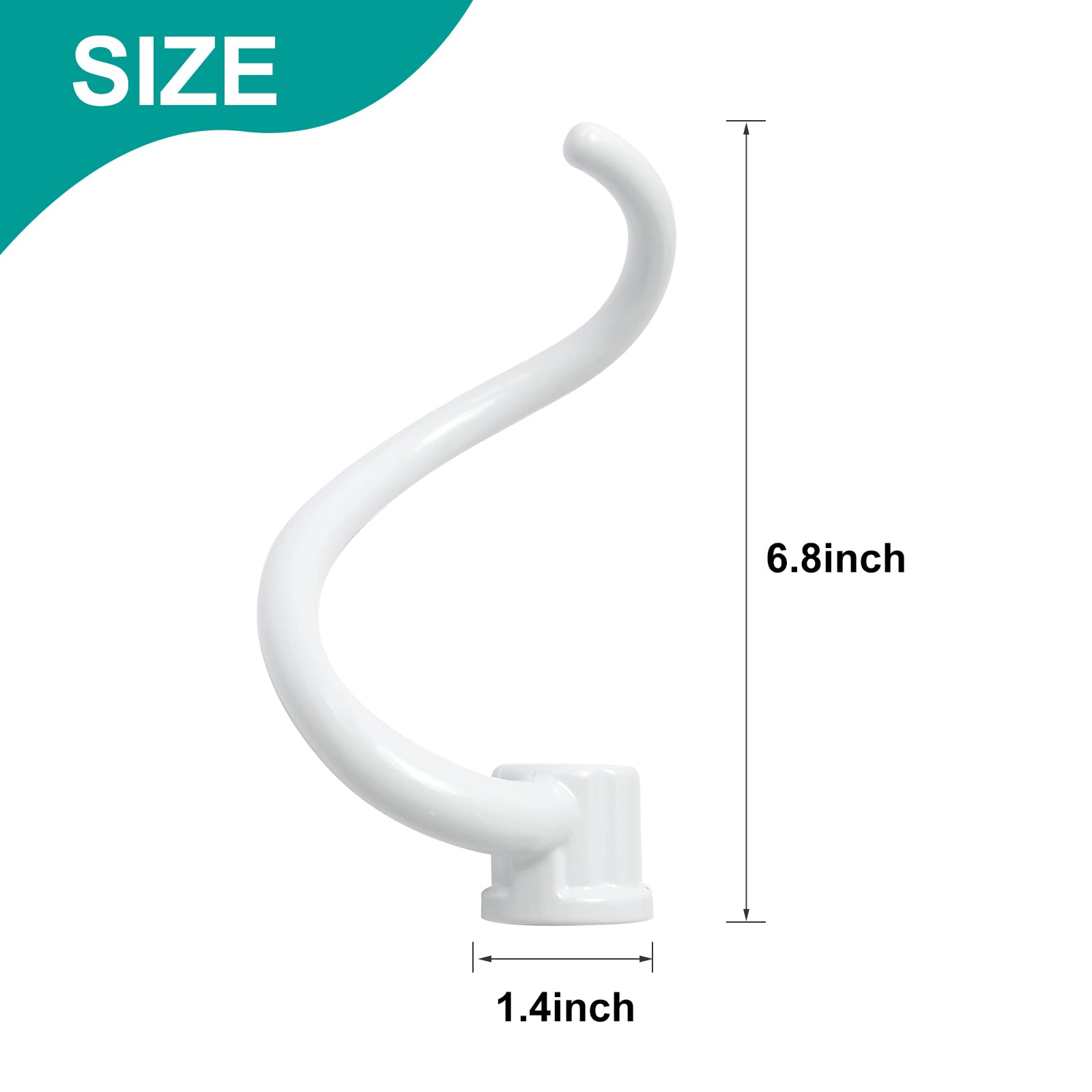 LIDSCURA Coated Dough Hook Attachment, Spiral Coated Metal Dough Hooks for Kitchenaid Stand Mixer Bowl-Lift, for KV25G0X, KV25G8X, KV25H0X, KP26M1X, KP26M8X, KL26M8X