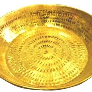 Will and Weaves Indian Traditional Brass Hammered Dough Mixer Atta Parant Size -14 Inch Parat Dough Maker