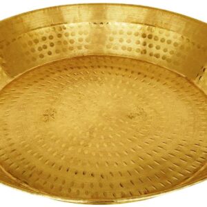 Will and Weaves Indian Traditional Brass Hammered Dough Mixer Atta Parant Size -14 Inch Parat Dough Maker