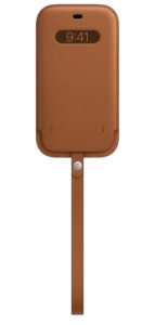 apple iphone 12 pro max leather sleeve with magsafe - saddle brown