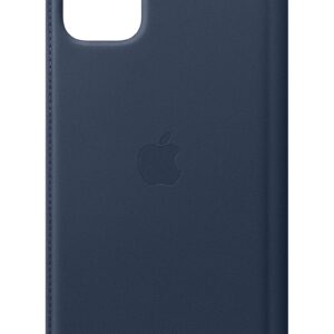 Apple iPhone 11 Pro Max Leather Folio - Deep Sea Blue, Slim Fit, Wireless Charging Compatible