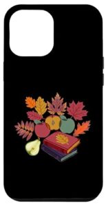 iphone 14 pro max thanksgiving autumn leaves fall season apples pear books case