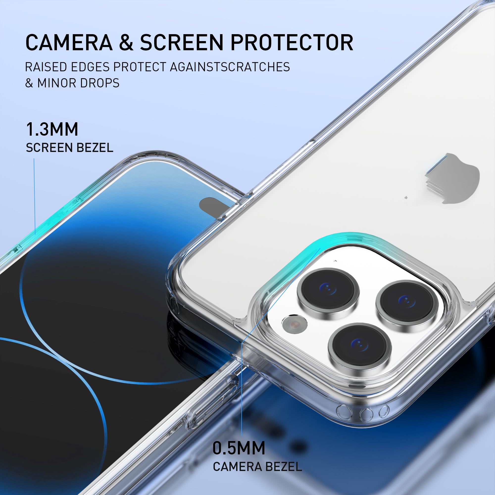 Clear Shockproof Phone Case for iPhone 14 Pro Max, Glass Shatterproof Protection and Camera Lens Protection Gift (for iPhone14 Pro Max)