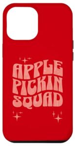 iphone 14 pro max apple pickin squad fall apple picking season retro wavy text case