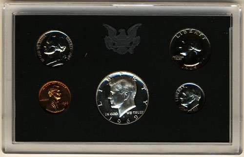 1969 S Clad Proof 5 Coin Set in Original Government Packaging Proof