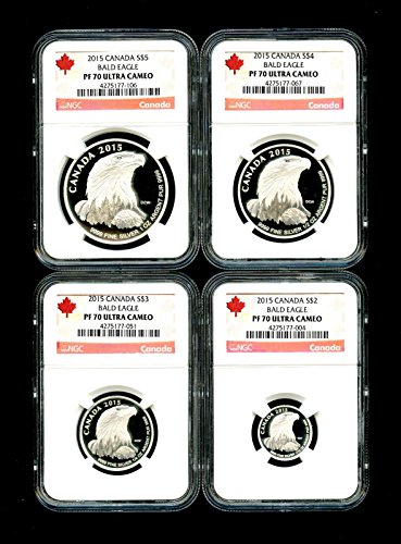 2015 Canada 4 Coin Silver Proof Bald Eagle Set UCAM Red Label NGC PF70