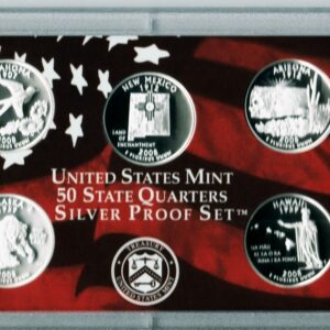 2008 S 2008 S Proof State Quarter Set 90% Silver No Box or COA 5 Coins US Mint Quarter US Mint Proof