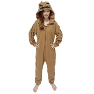 woshow adult oogie boogie costume onesie pajamas animal sleepwear cosplay costume halloween christmas jumpsuit (xl) brown x-large