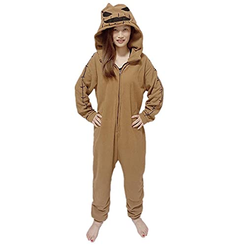 BYHai Oogie Boogie Costume Adult Onesie Animal Pajamas Halloween Cosplay Costumes Jumpsuit Sleepwear Outfit for Women Men XL, Brown