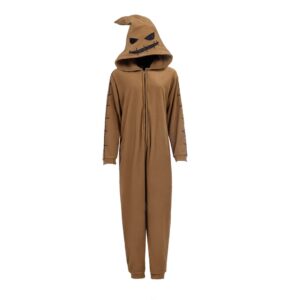 CosplayDiy Adult Oogie Boogie Costume Onesie Jumpsuit Nightmare Villain Costume XL Brown