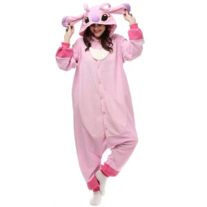 wishliker halloween stitch kigurumi onesie pajamas costume unisex adult pink l