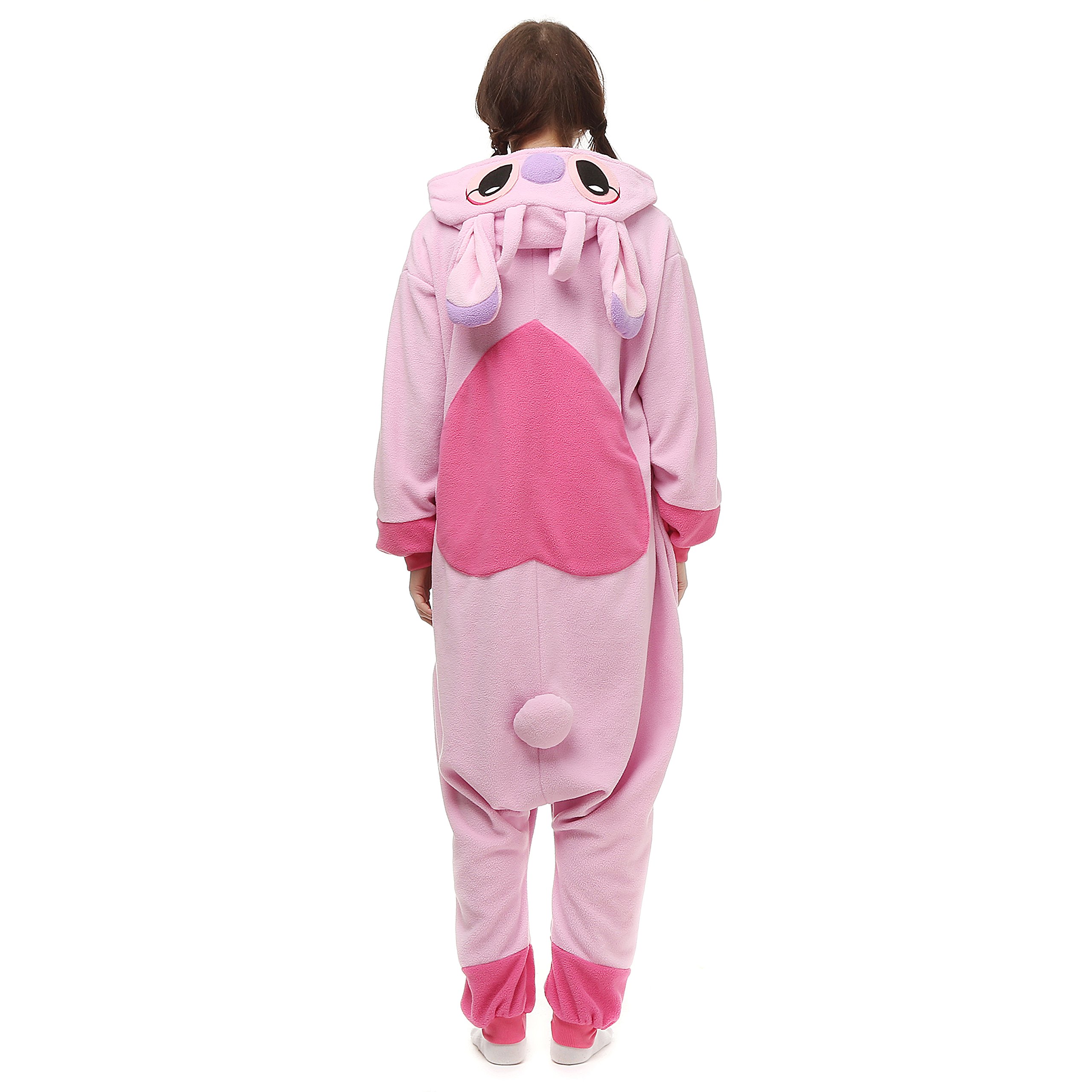 Wishliker Halloween Stitch Kigurumi Onesie Pajamas Costume Unisex Adult Pink L