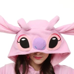 Wishliker Halloween Stitch Kigurumi Onesie Pajamas Costume Unisex Adult Pink L