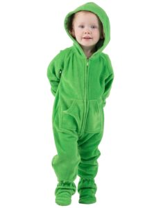 footed pajamas - emerald green infant hoodie fleece one piece - infant - medium (fits 3-6mos.)