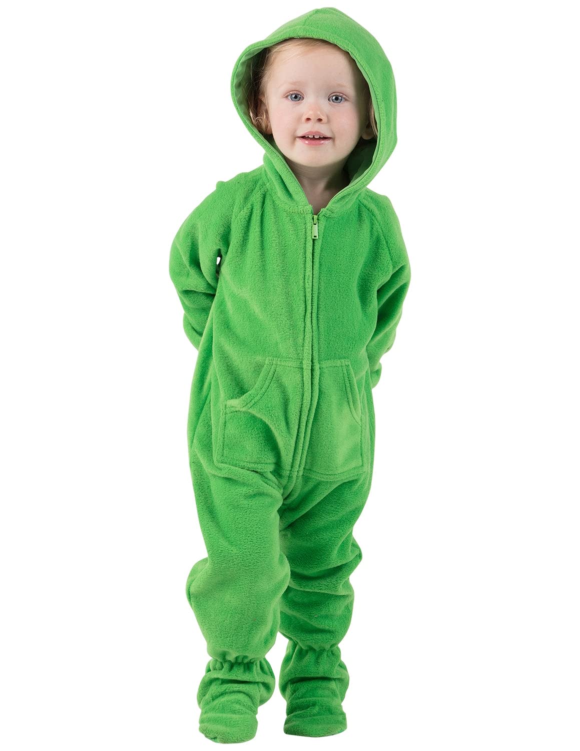 Footed Pajamas - Emerald Green Infant Hoodie Fleece One Piece - Infant - Medium (Fits 3-6mos.)