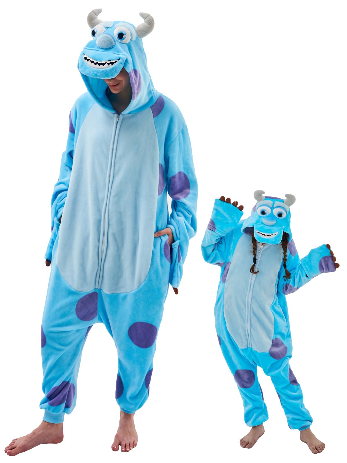 GONAAP Unisex Adult Sullivan Onesie Pajamas Animal One Piece Costume Cosplay Sleepwear (Sullivan, Small)