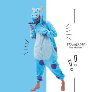 GONAAP Unisex Adult Sullivan Onesie Pajamas Animal One Piece Costume Cosplay Sleepwear (Sullivan, Small)