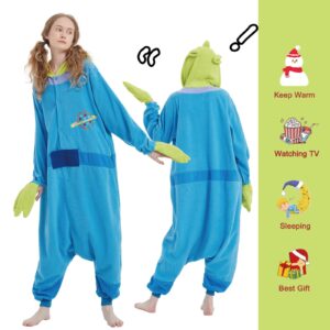 SWEETXIN Adult Unisex Onesie Pajamas Halloween Christmas Cosplay Costume Suit for Women and Men (Alien, Small)