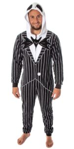 nightmare before christmas jack skellington costume pinstripe suit pajama outfit one-piece union suit (large) black