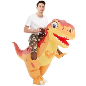 comin inflatable dinosaur costume for adults inflatable ride on costume blow up trex costume dino inflatable orange costume for halloween party