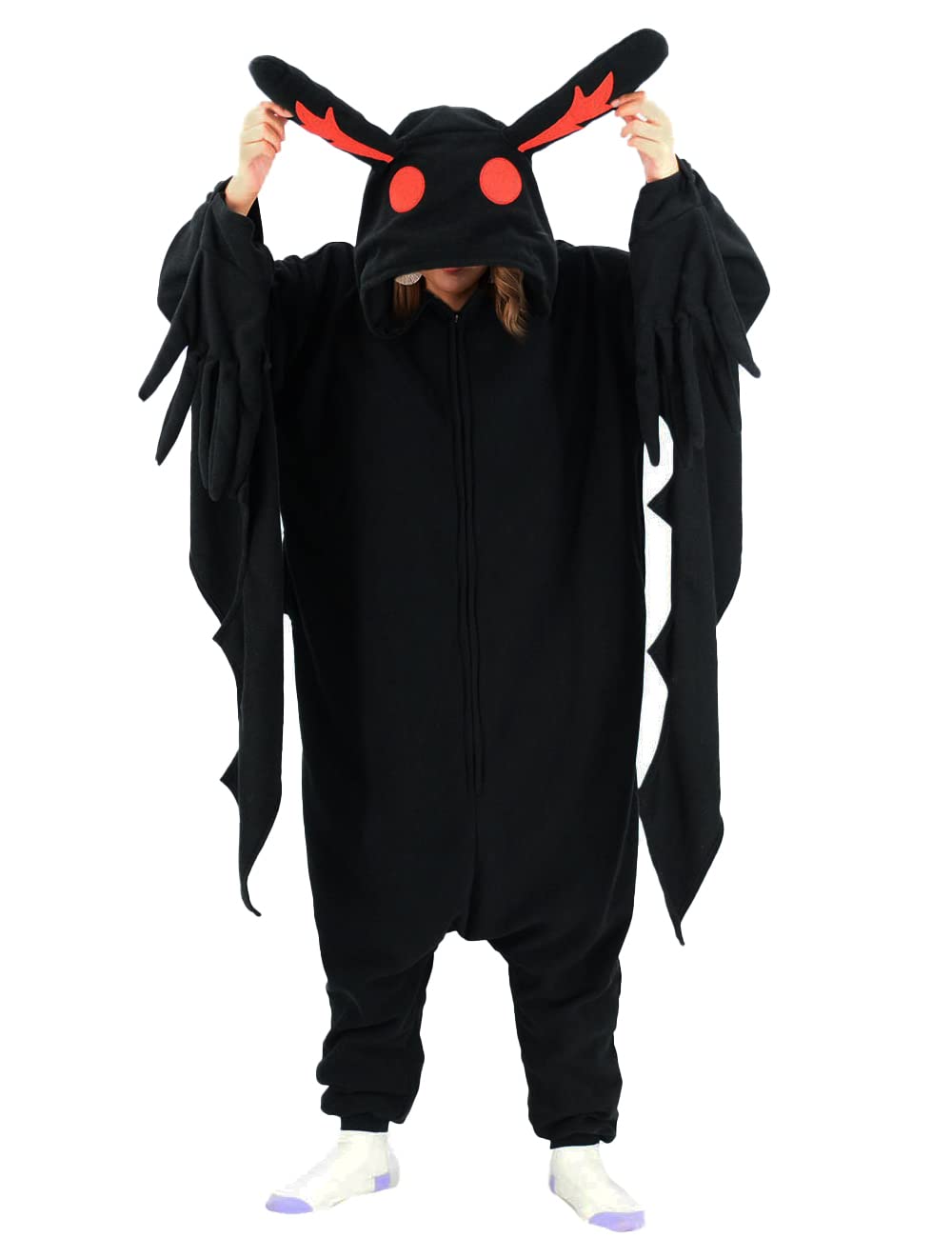 Mothman Halloween Onesie Adult Pajamas Cosplay Animal Homewear Sleepwear Jumpsuit Costume for Women Men