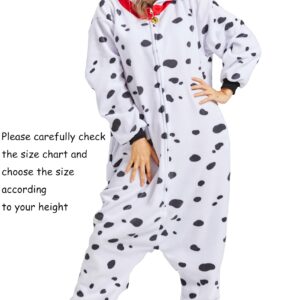 HOMWERRONT Adult Animal Dog Onesie Pajamas for Women,Dalmatian Dog Costume for Adults,One Piece Halloween Cosplay Sleepwear