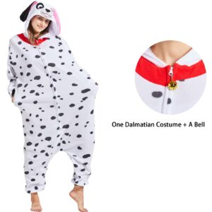 HOMWERRONT Adult Animal Dog Onesie Pajamas for Women,Dalmatian Dog Costume for Adults,One Piece Halloween Cosplay Sleepwear