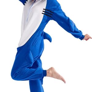 vavalad Adult Shark Onesie Pajamas Unisex Animal Cosplay Costume One Piece for Women and Men