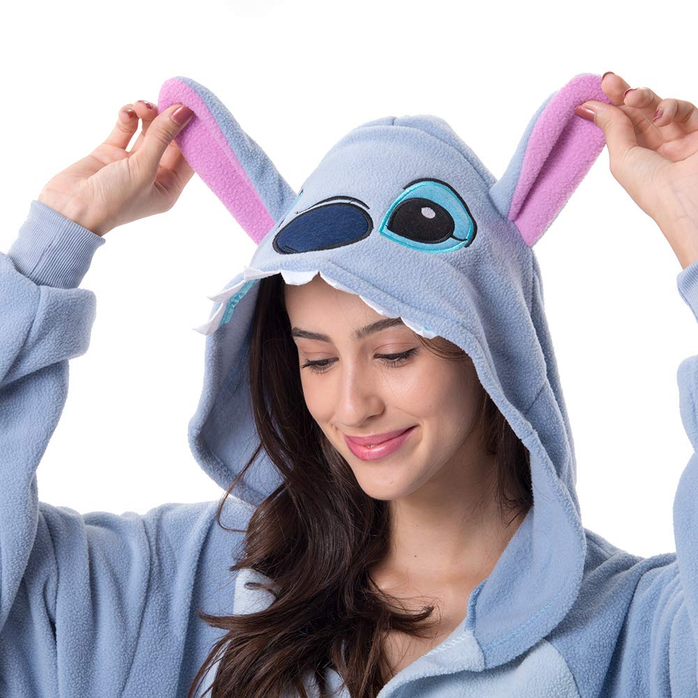 Beauty Shine Unisex Adult Onesie One Piece Pajamas Cosplay Cartoon Costume Halloween Christmas Sleepwear Jumpsuit Plush Homewear(Stitch, Medium)