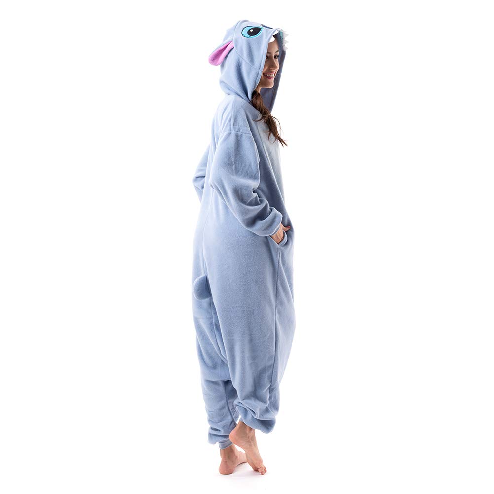 Beauty Shine Unisex Adult Onesie One Piece Pajamas Cosplay Cartoon Costume Halloween Christmas Sleepwear Jumpsuit Plush Homewear(Stitch, Medium)