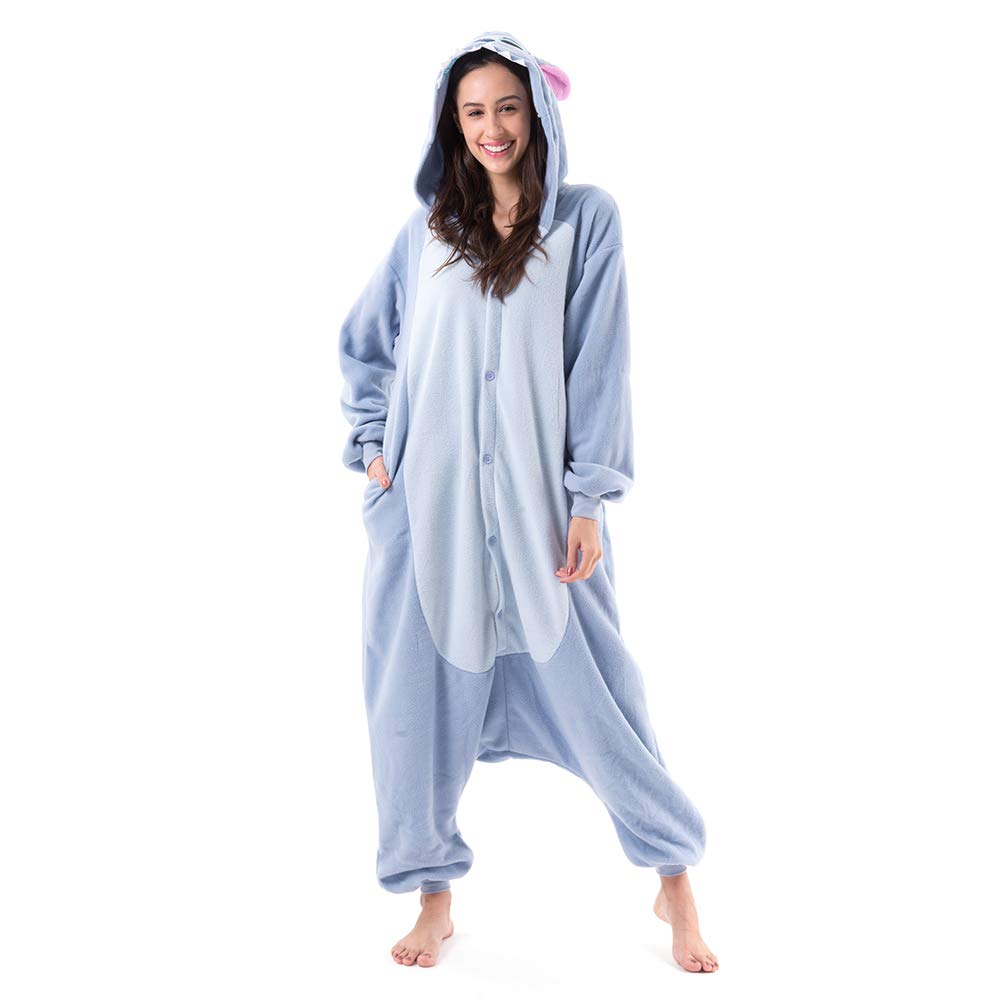 Beauty Shine Unisex Adult Onesie One Piece Pajamas Cosplay Cartoon Costume Halloween Christmas Sleepwear Jumpsuit Plush Homewear(Stitch, Medium)