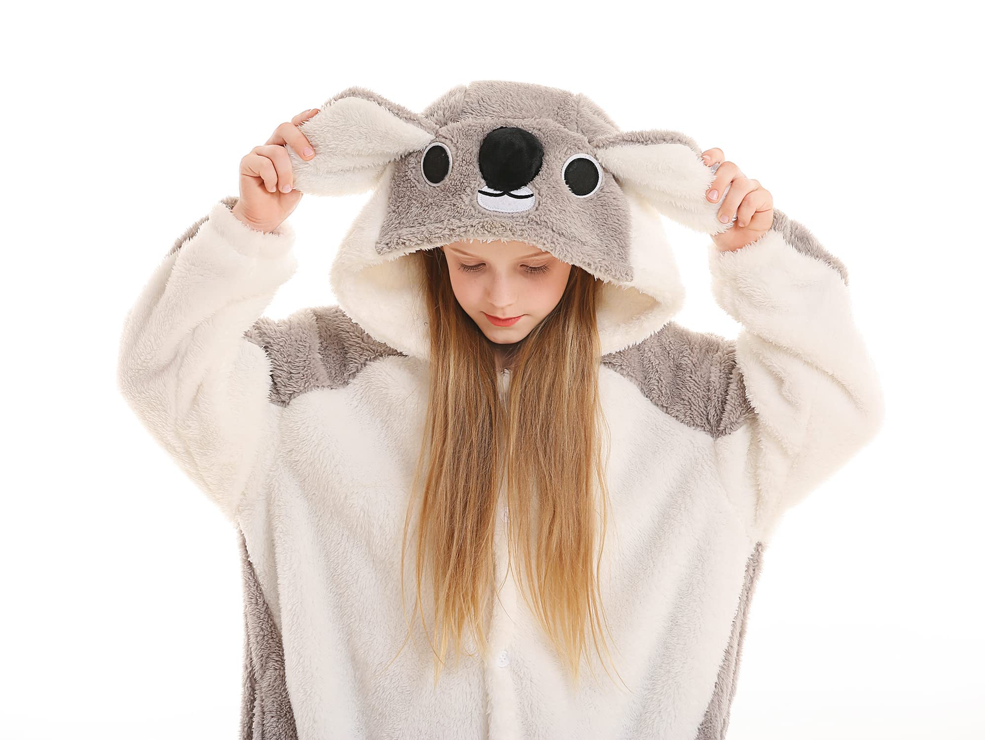 ATOZ Onesie for Kids, Animal Pajamas Halloween Cosplay Costume for Girls Boys, Koala 8-9Y