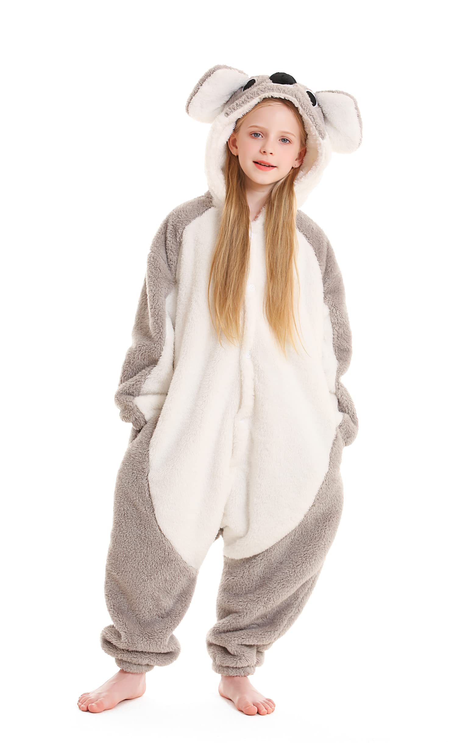 ATOZ Onesie for Kids, Animal Pajamas Halloween Cosplay Costume for Girls Boys, Koala 8-9Y