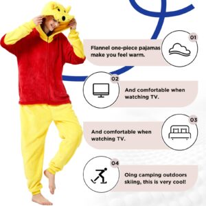 Yemnut Snug Fit Adult Unisex Onesie Cosplay Costume，One Piece Pajama Halloween Homewear Suit for Women and Men (Small, Yellow Bear)