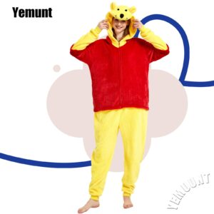 Yemnut Snug Fit Adult Unisex Onesie Cosplay Costume，One Piece Pajama Halloween Homewear Suit for Women and Men (Small, Yellow Bear)