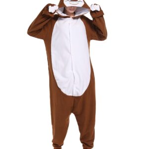 Unisex Onesie Pajamas Plush Cosplay Sloth Animal Onesies for Adults Costume Brown L